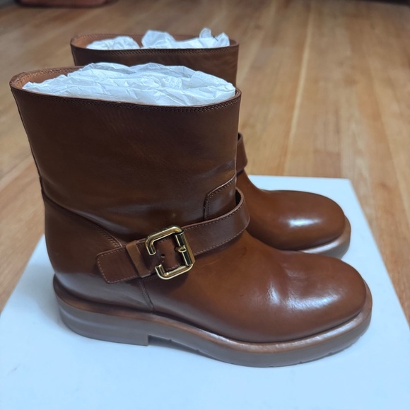Chloé Coddington Leather Ankle Boots Brown Buckle Chunky Sole EU 39 NWT Dust Bag - Picture 2 of 12